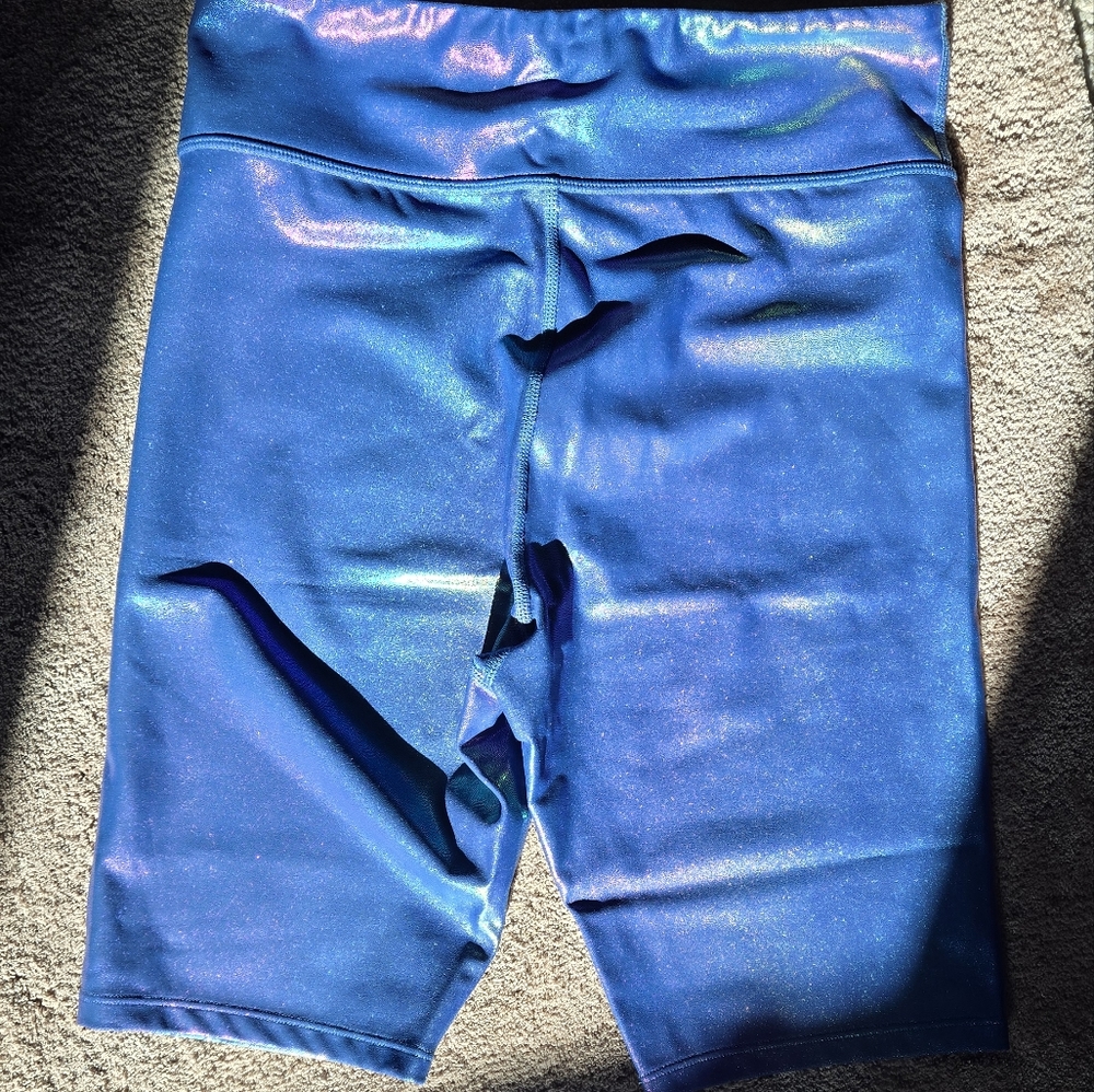 Carbon38 Blue Iridescent Biker Shorts